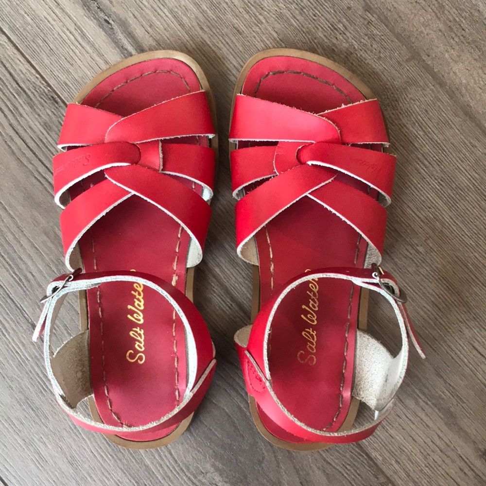 Red salt water sandals